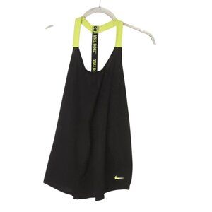Nike Dri Fit Women's T Back Training Tee Black/Neon Yellow Size Large